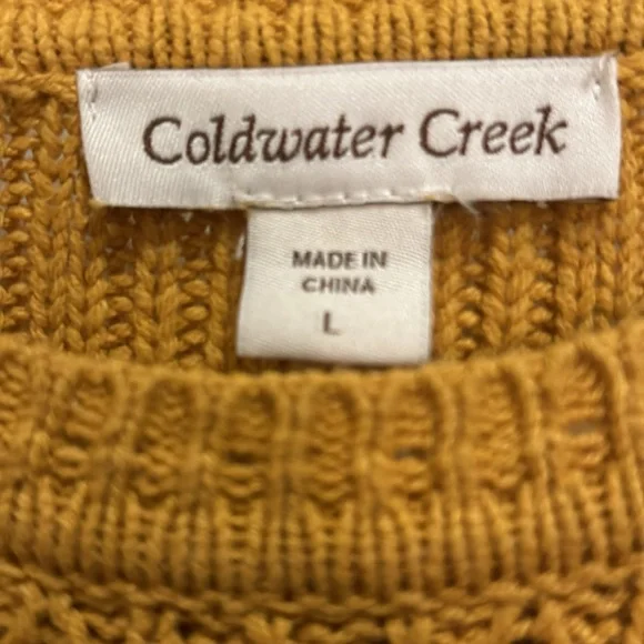 Coldwater Creek Fall yellow cable knit sweater Large - Picture 2 of 5